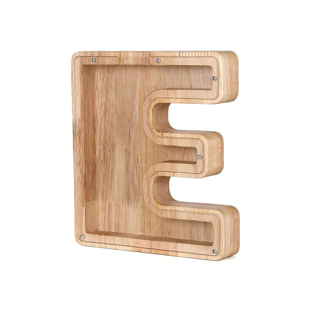 Holz Sparschwein mit Sichtfenster - Alphabet-Design