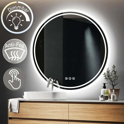 Runder LED Badspiegel mit Touchscreen - Antibeschlag