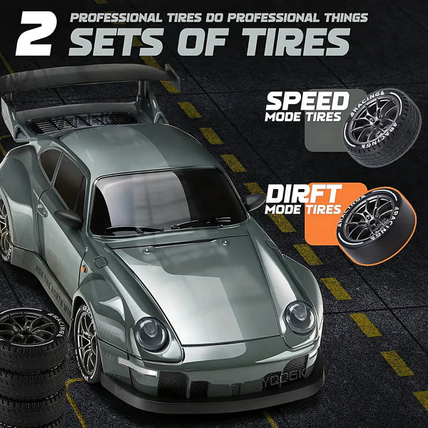 Retro Drift Master RC Auto 4WD, LED-Licht, Drift- und Rennmodus, Stoßfestes PVC