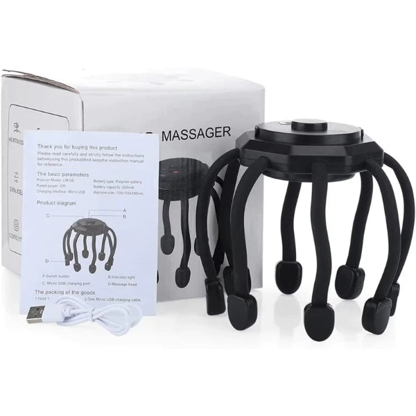 Elektrischer Oktopus-Kopf-Massager - Beste Kopf-Massagemaschine mit Vibrations-Therapie