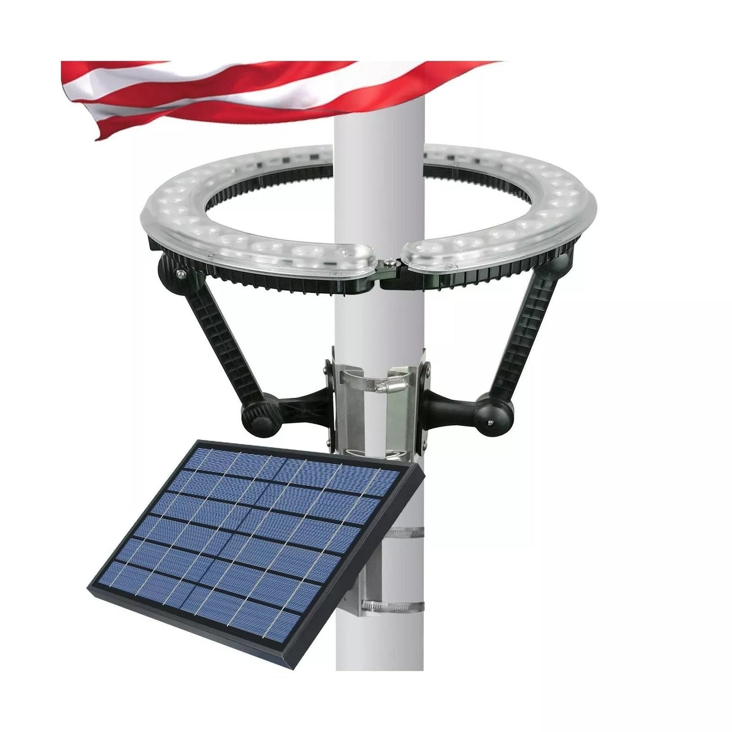 Flagpole Solarlicht 4640 Lumen 12000mAh Wiederaufladbare Batterie Flaggenmastlicht Solarbetrieben 32 Hellste LED Außen wasserdicht Passt für einen Durchmesser von 2-6 Zoll Flaggenmasten Arbeitet bis zu 16 Stunden Flaggenlichter