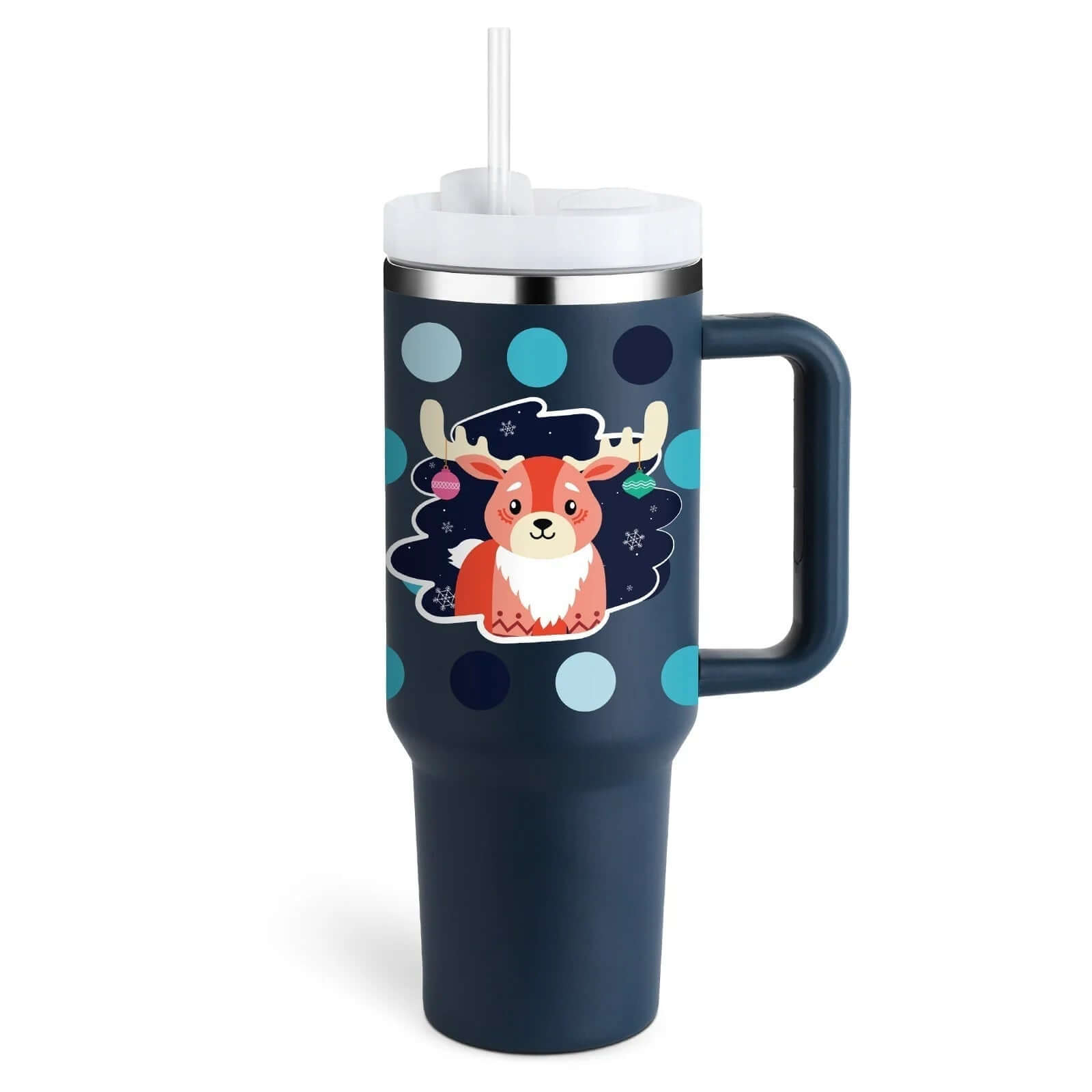 Isolierbecher mit Griff &amp; Strohhalm - Kaffeebecher &amp; Wasserflasche