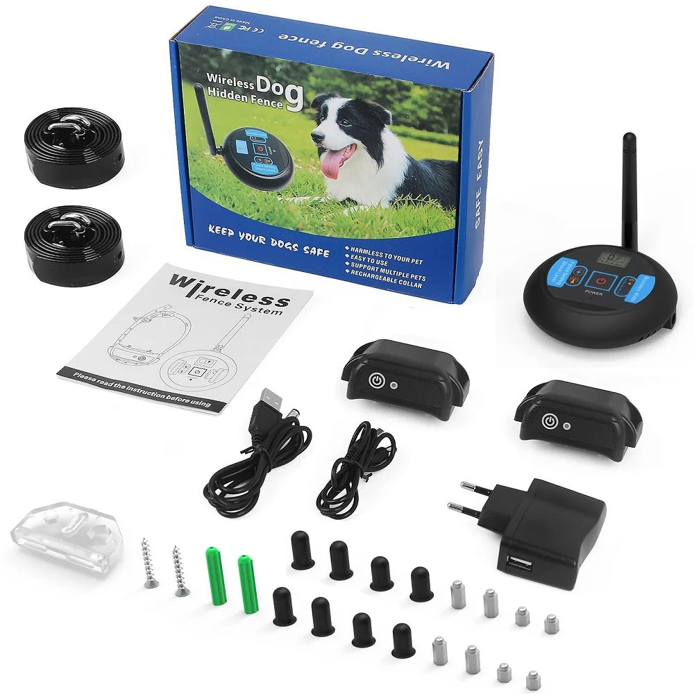 2-in-1 Elektrisches Haustier Wireless Zaun- und Trainingshalsband-System