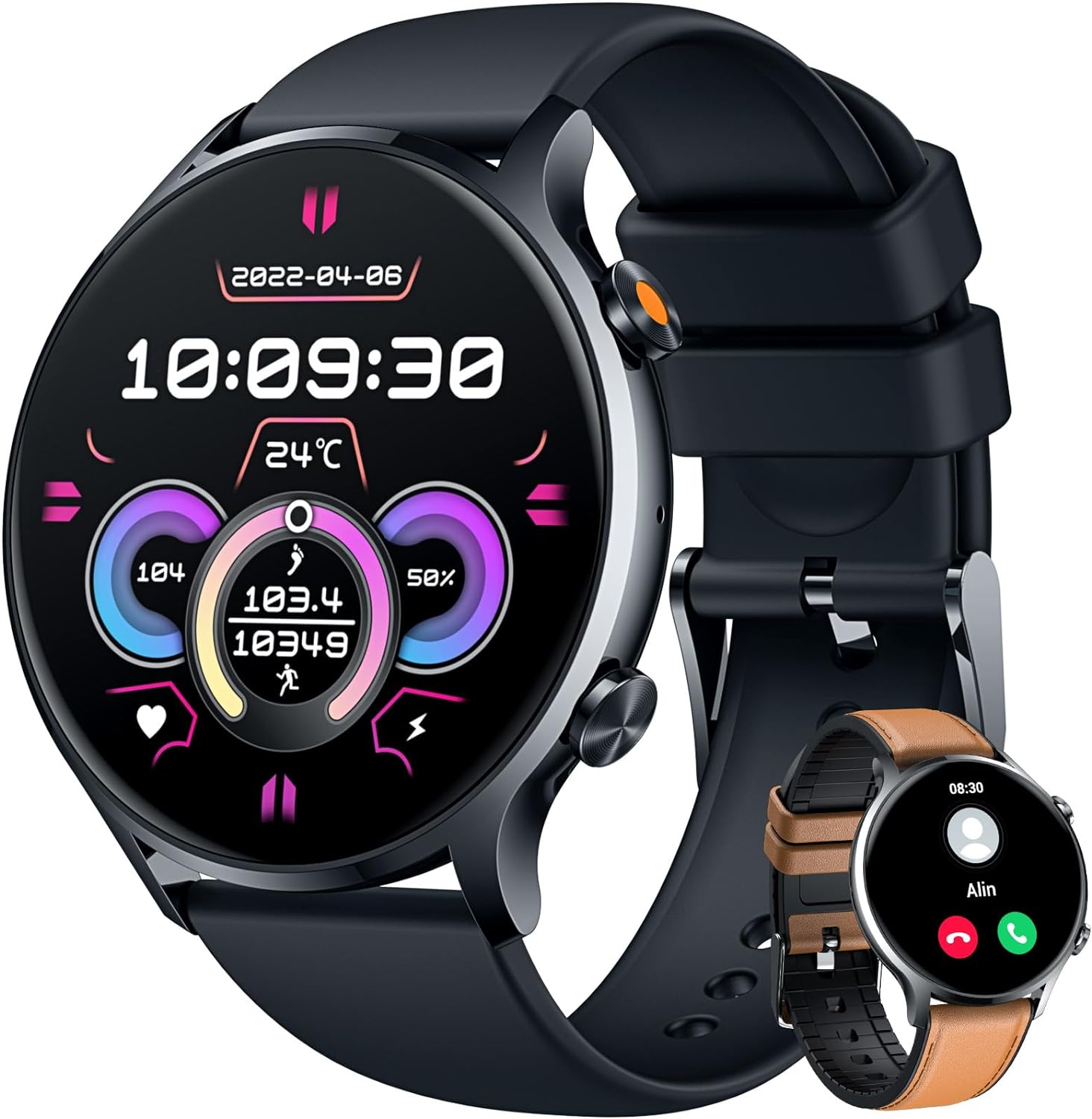 Zelara Fitness Uhr mit Telefonfunktion Wasserdicht QS40 Smartwatch