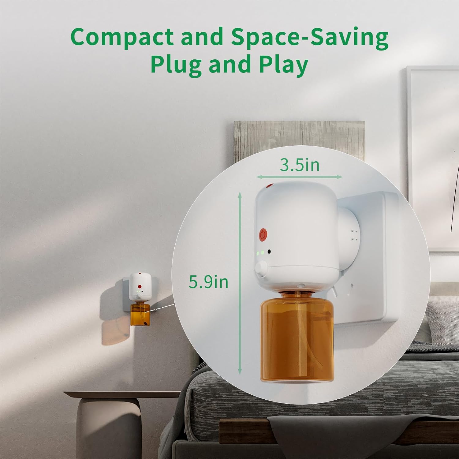 Wasserloser Steckdosen-Duftdiffusor mit Bewegungssensor, 130ml &amp; 4 Geschwindigkeiten