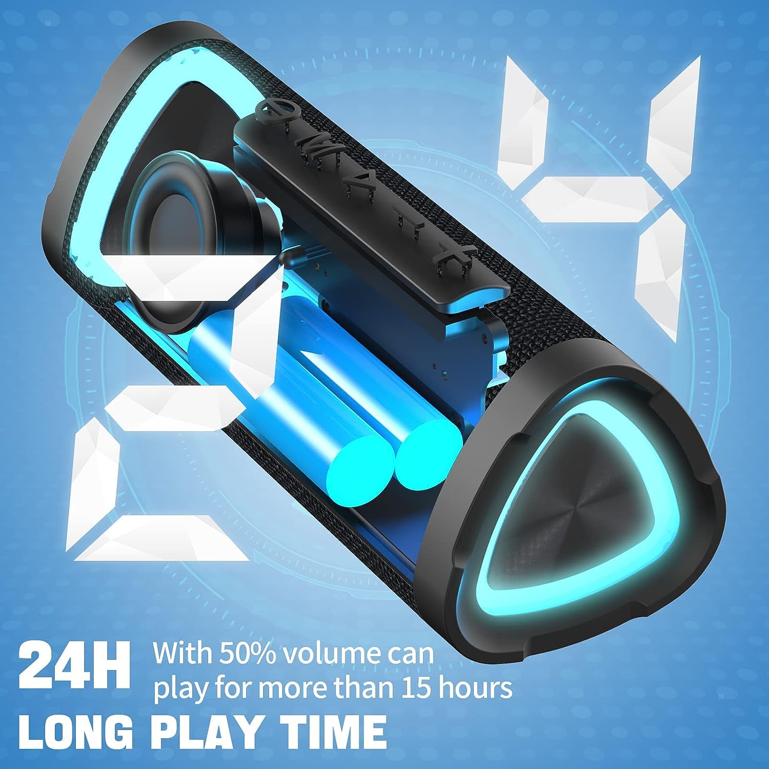 Tragbarer Bluetooth-Lautsprecher 24W mit TWS, IPX7 Wasserschutz &amp; 24h Akku