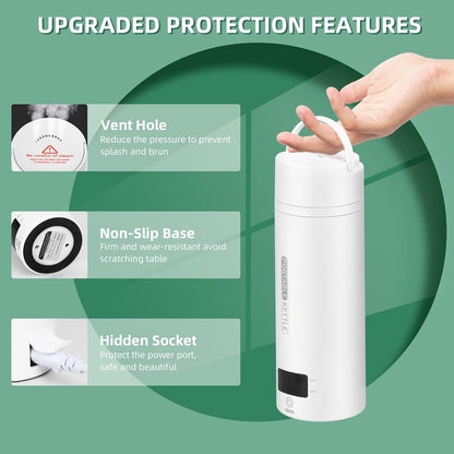 Tragbarer elektrischer Reise-Wasserkocher 450ml, Doppelwand, BPA-frei &amp; LCD-Temperaturkontrolle