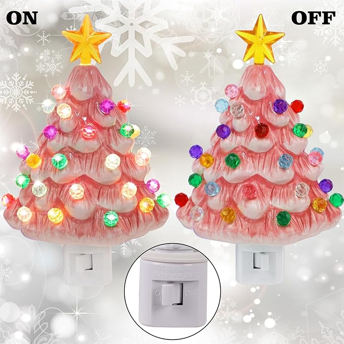 Zelara - Keramisches Weihnachtsbaum-Nachtlicht zum Einstecken