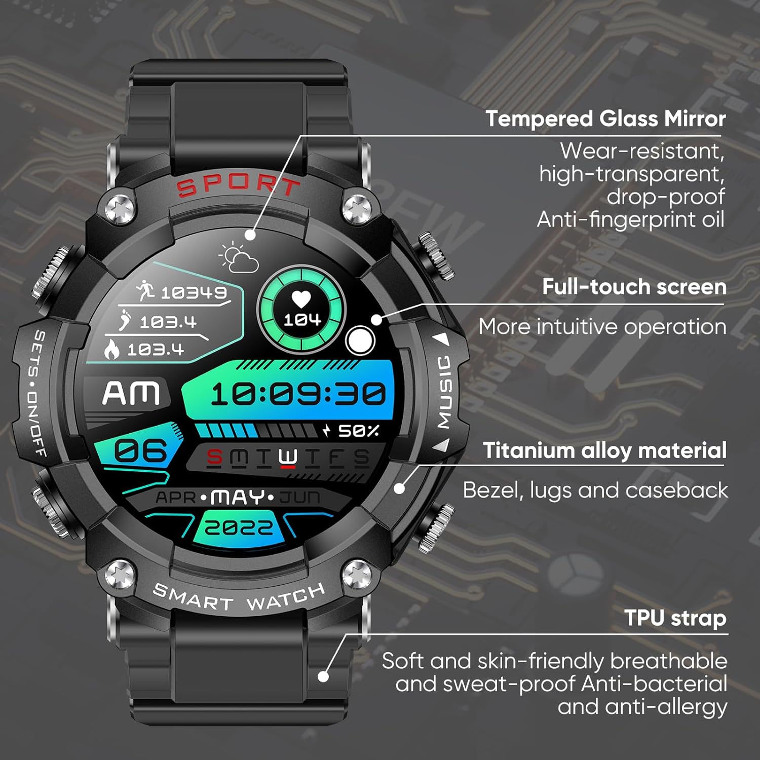 Zelara T96 Smartwatch mit TWS-Ohrhörern Touchscreen