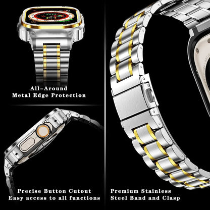 LUX7009 Edelstahl Uhrenarmband mit Etui für Apple Watch