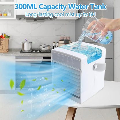 Tragbare Mini-Klimaanlage USB Verdunstungskühler Ventilator Luftbefeuchter Nachtlicht