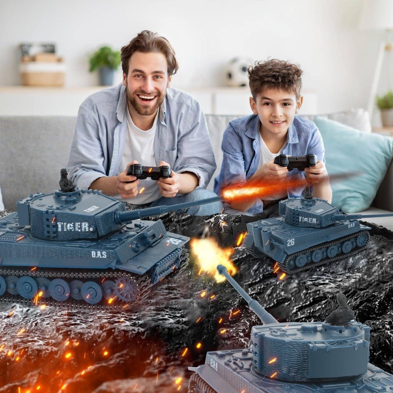 RC Panzer 1:72 mit 360° Turm, Sound &amp; Rückstoß – Realistisches Militärmodell