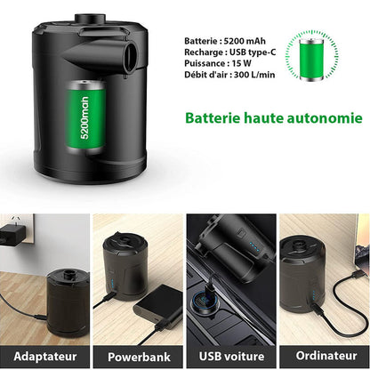 Kabelloser, wiederaufladbarer Elektrischer Luftpump für Matratzen - 3 Düsen enthalten