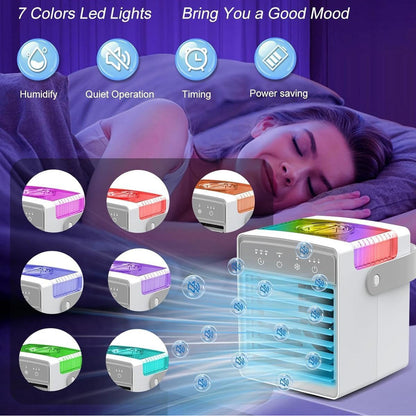 Tragbare Mini-Klimaanlage USB Verdunstungskühler Ventilator Luftbefeuchter Nachtlicht