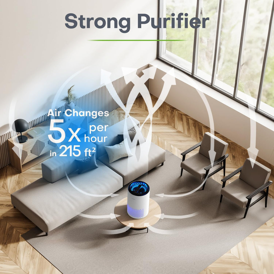 Kompakter Luftreiniger | Wahrer HEPA-Filter, ultra-leise &amp; ideal für kleine bis mittlere Räume