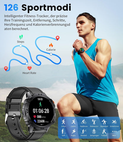 Zelara K60 Herren Smartwatch HD Outdoor Sportuhr Herzfrequenzmonitor / Schlafmonitor