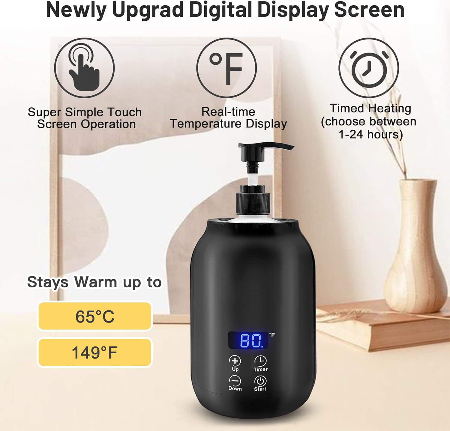 Tragbarer Elektrischer Massageölwärmer 360° – Schnelles Aufheizen, Digitalanzeige, 2 Heizmodi