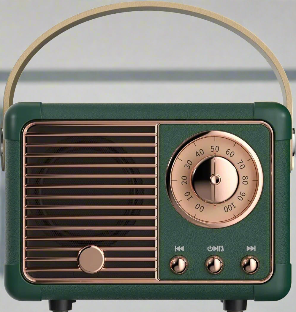 Tragbarer Retro Bluetooth Lautsprecher mit 5.0 Verbindung, klarer Klangqualität und AUX/TF Unterstützung