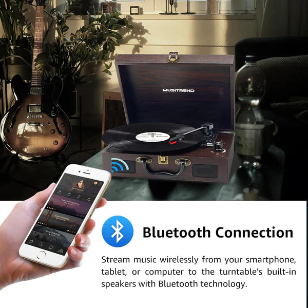 Vintage Plattenspieler Koffer-Stil mit Bluetooth &amp; USB Digital Vinyl Konvertierung