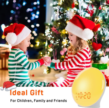 Sonnenaufgang Wecker mit Lichtsimulation, Dual-Alarm, FM Radio, Nachtlicht, einstellbare Helligkeit