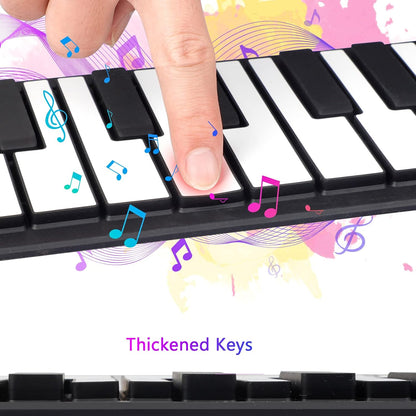 Tragbares Roll-Up Klavier-Keyboard 49 Tasten, wiederaufladbar, 8 Töne, Lautsprecher &amp; Kopfhöreranschluss, inkl. Tasche