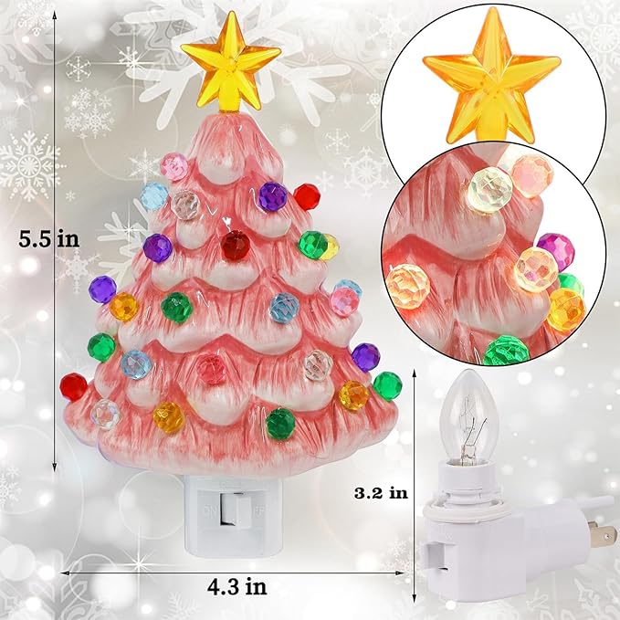Zelara - Keramisches Weihnachtsbaum-Nachtlicht zum Einstecken