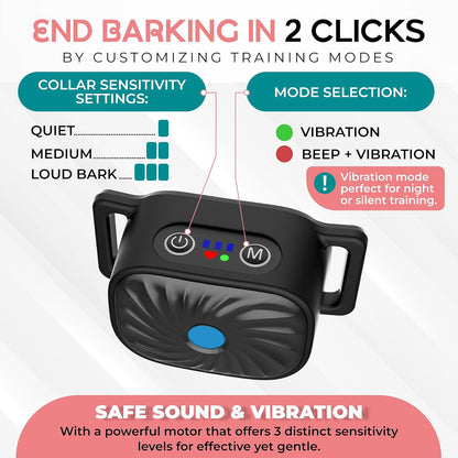 CANINECARE - BarkEase Anti-Bark Halsband | Für Kleine Hunde