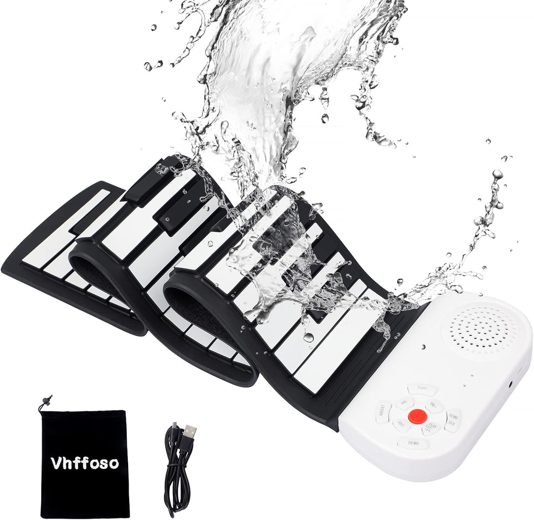 Tragbares Roll-Up Klavier-Keyboard 49 Tasten, wiederaufladbar, 8 Töne, Lautsprecher &amp; Kopfhöreranschluss, inkl. Tasche