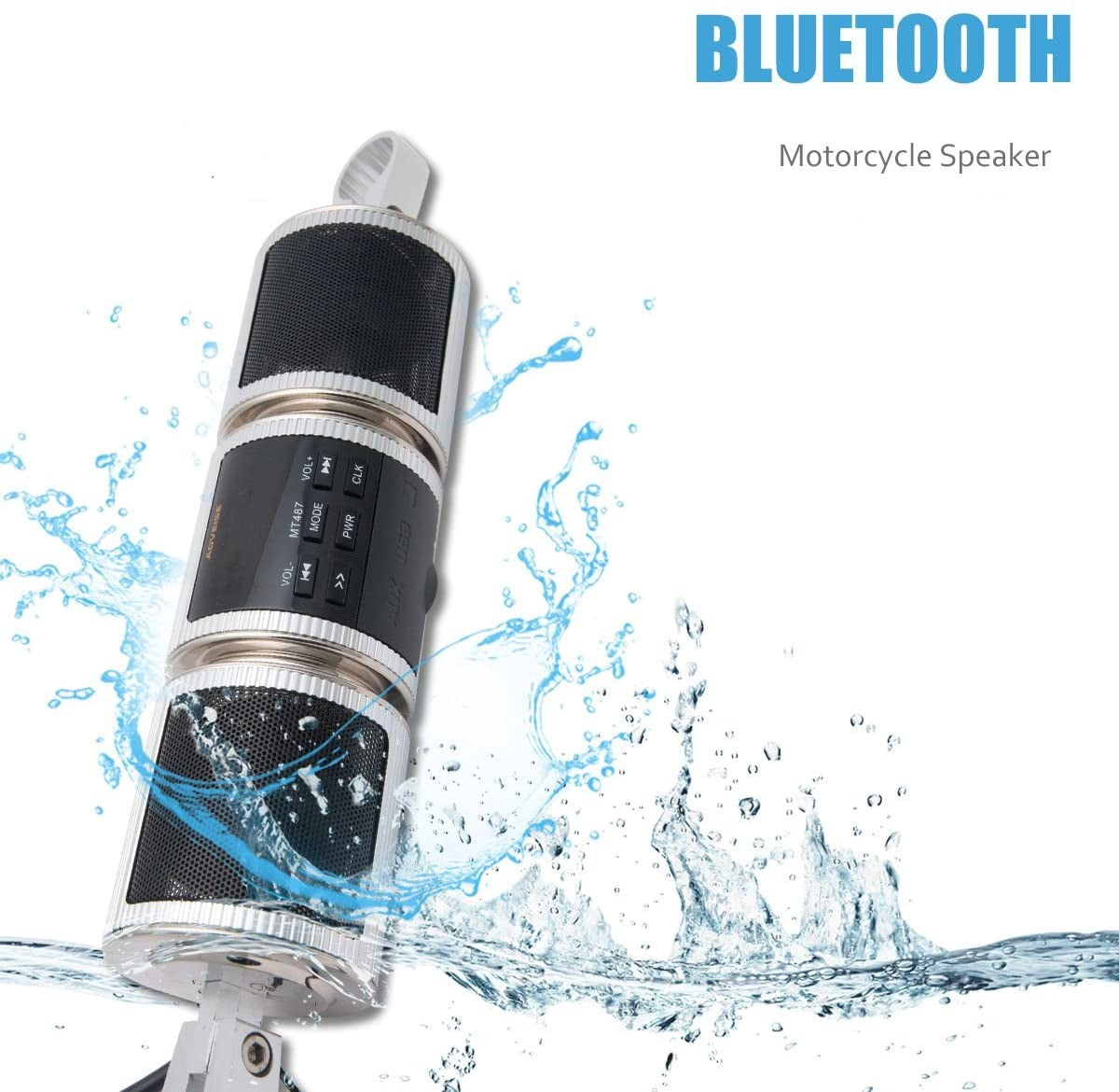 Motorrad Bluetooth Lautsprecher – Wasserdicht mit FM-Radio, SD/USB/AUX &amp; Lenkerhalterung