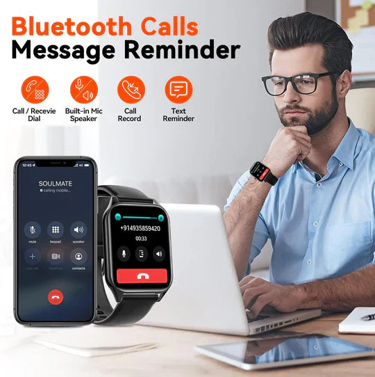 Smartwatch mit Blutwertüberwachung – 2,01&quot; HD, Herzfrequenz, Schlaftracking, GPS, 50+ Sportmodi, IP67