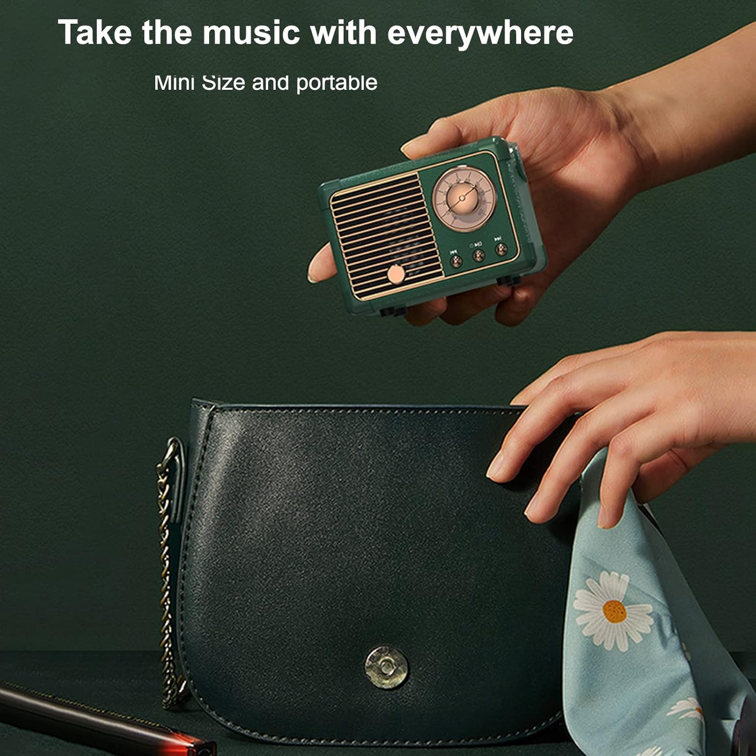 Tragbarer Retro Bluetooth Lautsprecher mit 5.0 Verbindung, klarer Klangqualität und AUX/TF Unterstützung