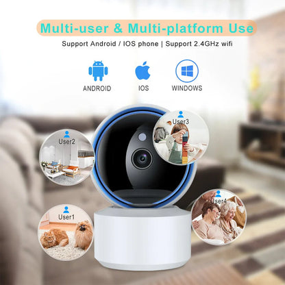 2MP Wireless PTZ Smart Sicherheitskamera - IR Nachtsicht, Bewegungserkennung, Zwei-Wege-Intercom, Fernüberwachung, Alarm, Innenüberwachung