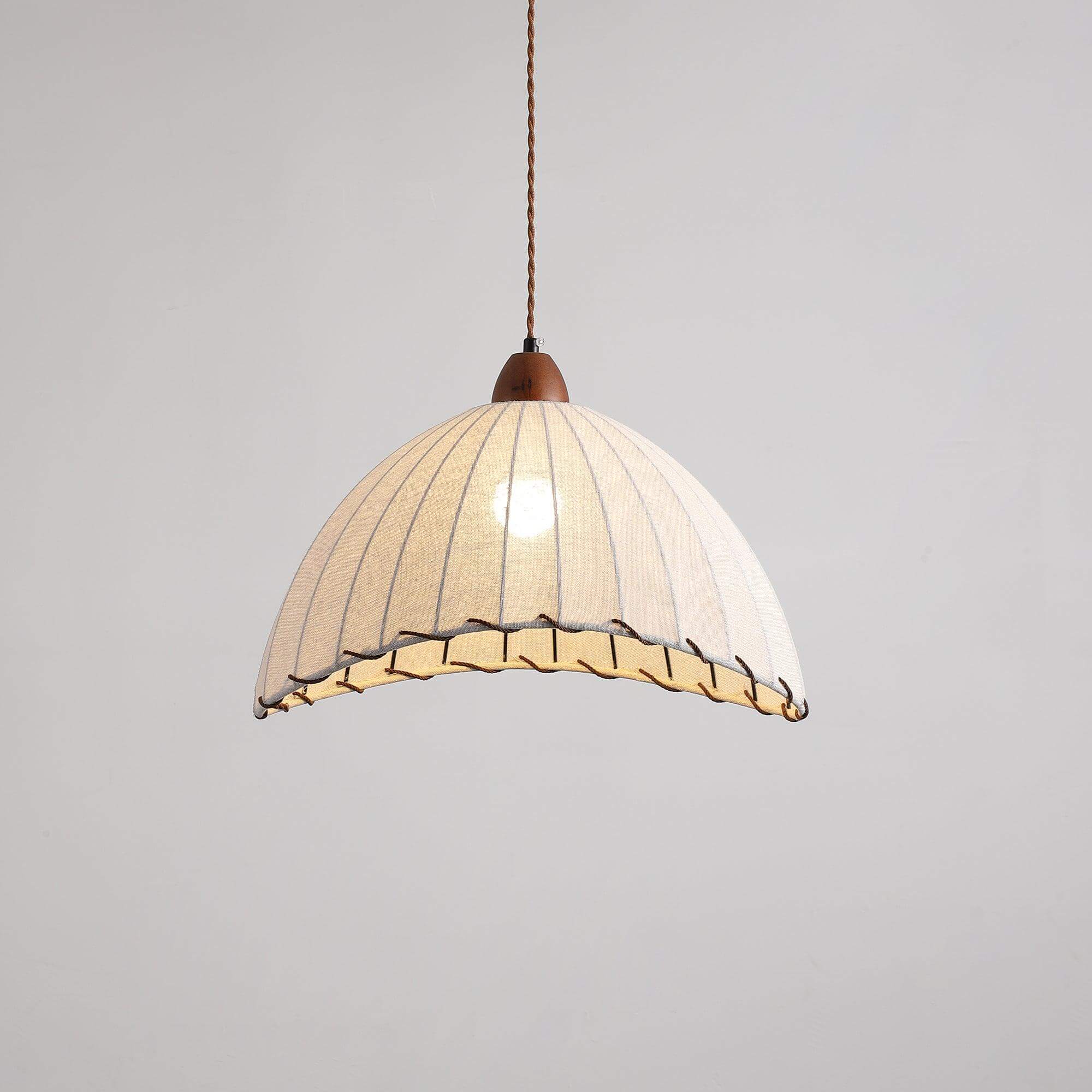 Holz &amp; Stoff Hängeleuchte