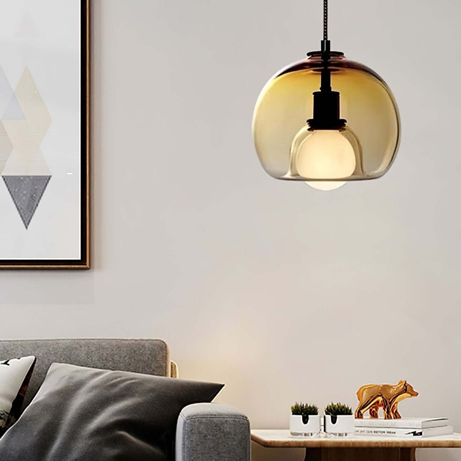 Moderne Pendelleuchte - Metall &amp; Glas