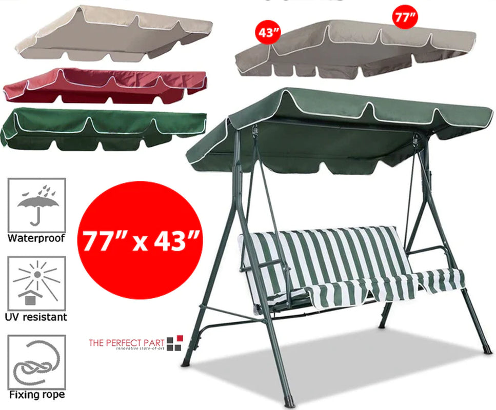 77&quot;X43&quot; Patio Outdoor Garten Schaukel 300D Sonnendach Ersatz Veranda Oberteil Abdeckung Sitz