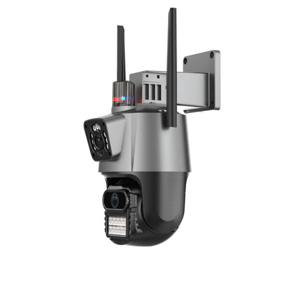 Outdoor Dual-Screen AI Tracking PTZ Wifi Kamera, 3MP+3MP, IR Nachtsicht, Onvif, 2-Wege Audio, iCSee Kompatibel