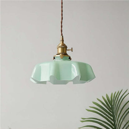 Retro Hängelampe Creme Glas Blume