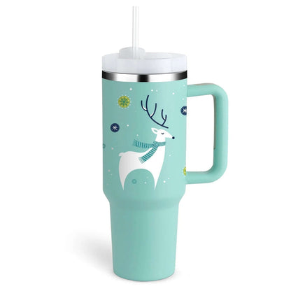 Isolierbecher mit Griff &amp; Strohhalm - Kaffeebecher &amp; Wasserflasche
