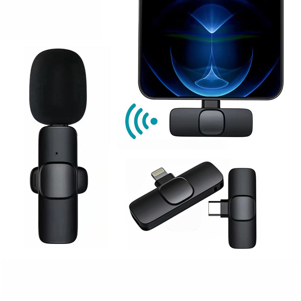 Wireless Lavalier-mikrofon Tragbares Audio-Video-Aufnahme-Mini-Mikrofon für iPhone Android Lange Akkulaufzeit Live-Übertragung Gaming