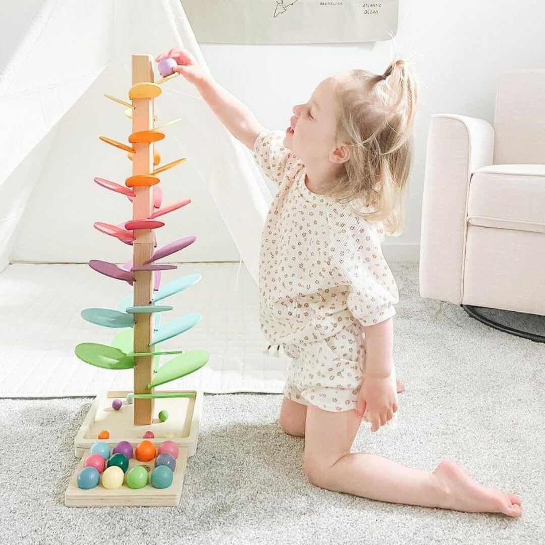 Regenbogen-Murmelturm - Lernspielzeug für Kleinkinder