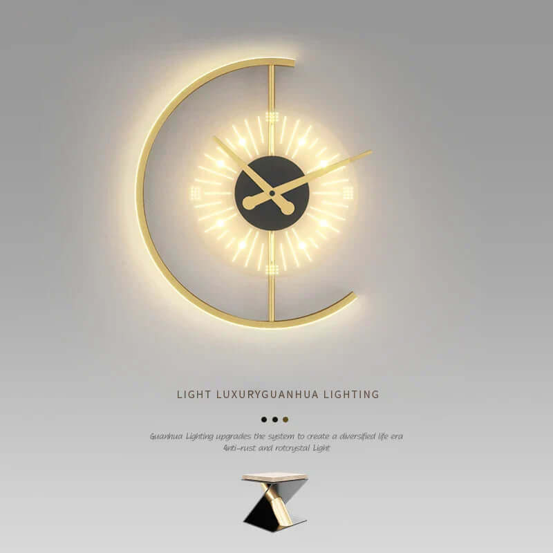 Leuchtende Wanduhr Gold Modern