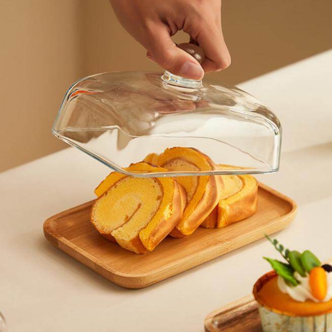 Holz-Butterdose mit Glasdeckel - Elegant &amp; Praktisch