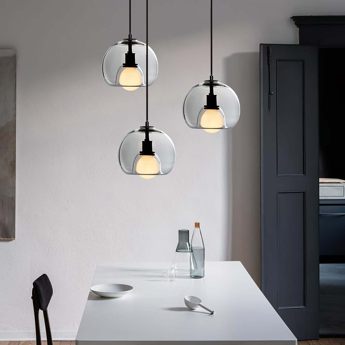 Moderne Pendelleuchte - Metall &amp; Glas