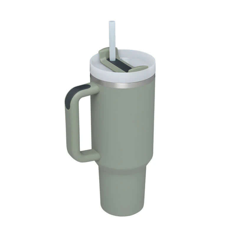 Isolierbecher mit Griff &amp; Strohhalm - Kaffeebecher &amp; Wasserflasche