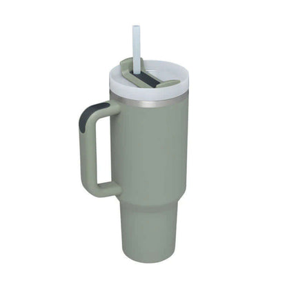 Isolierbecher mit Griff &amp; Strohhalm - Kaffeebecher &amp; Wasserflasche