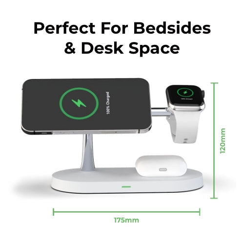 4-in-1 Wireless-Ladestation - Magnetisches Qi-Ladegerät für Telefon, Uhr &amp; Ohrhörer