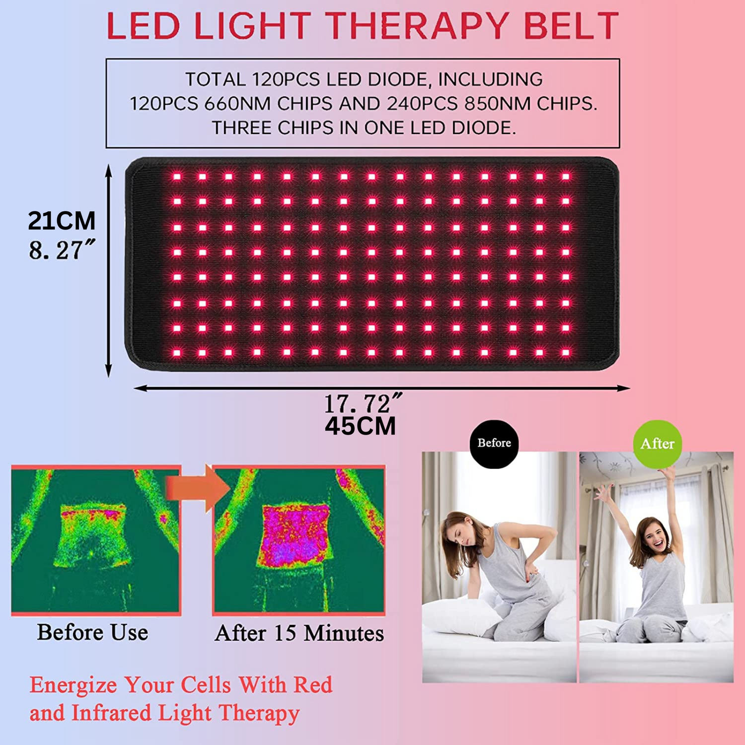Medizinisches Grad-Infrarotlichttherapie-Pad-Gürtel für Schmerztherapie