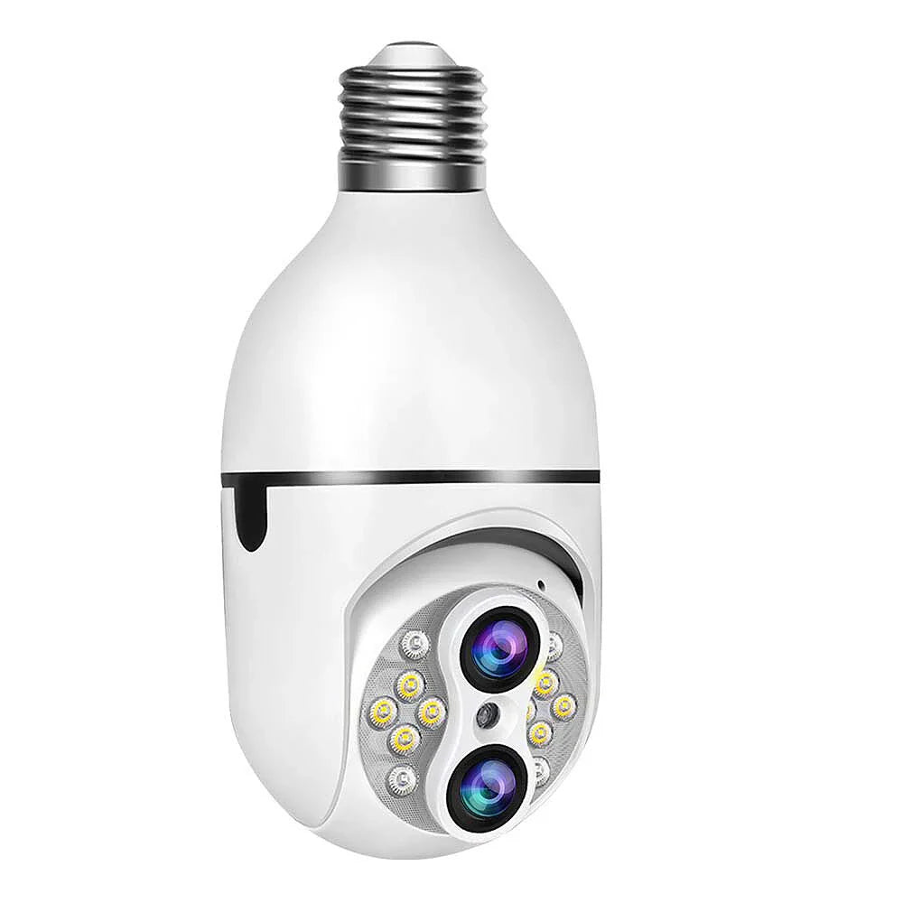 Guudgo WiFi Glühbirne Kamera E27 Doppellinse 4MP PTZ, 10X Zoom, Farb-Nachtvision, Bewegungserkennung, Zwei-Wege-Audio, Babyphone