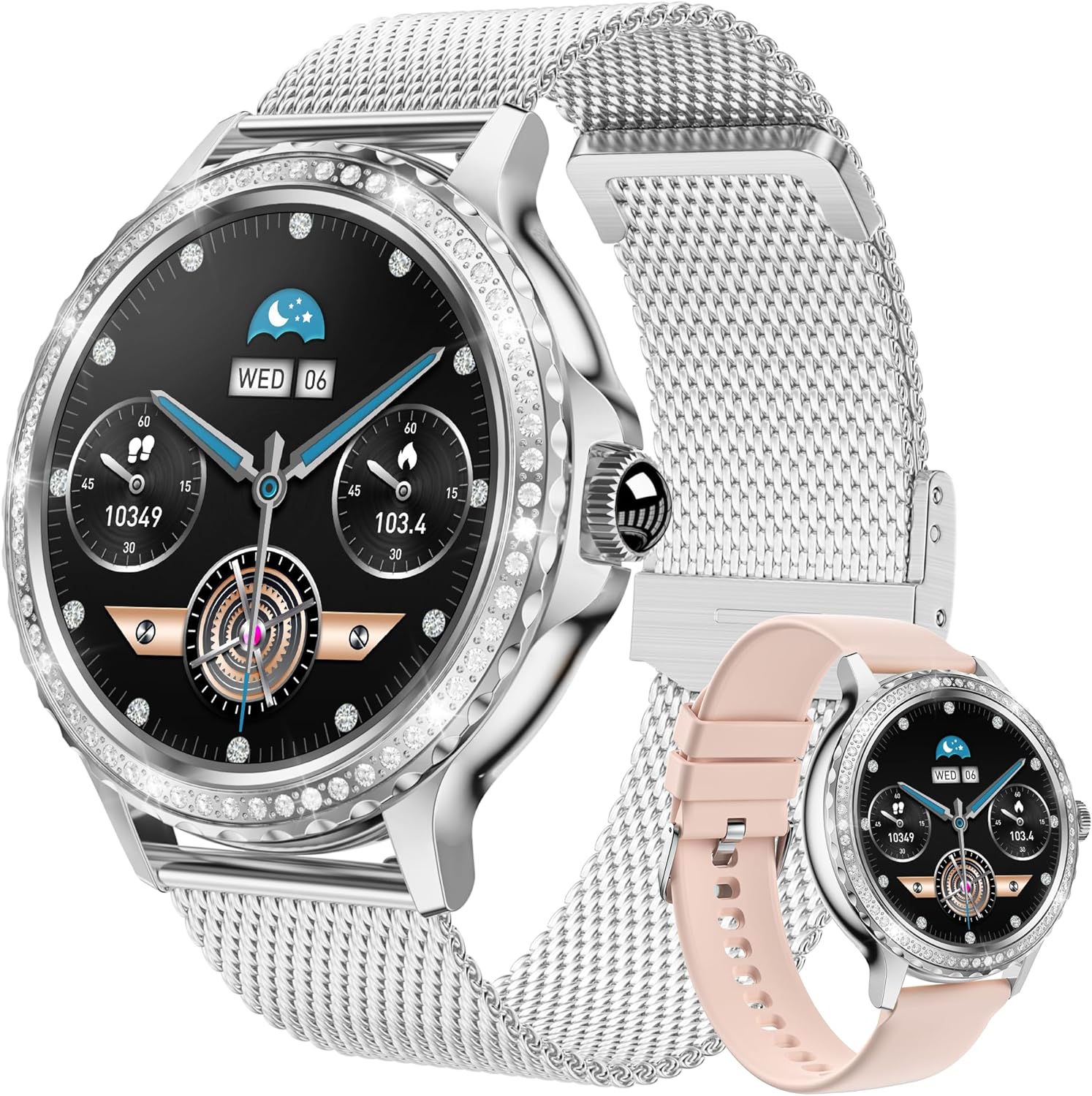 Zelara Damen-Smartwatch, 1,3 Zoll, großer HD-Bildschirm, IP68, wasserdicht, Pulsmesser, Sport-Smartwatch