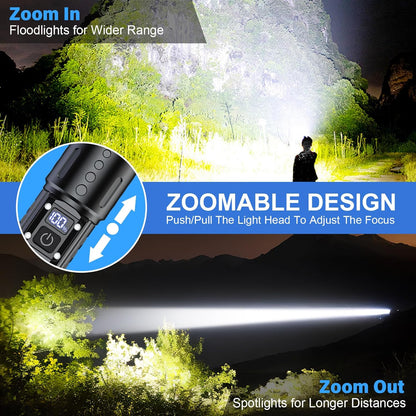 100.000 Lumen Wiederaufladbare LED Taschenlampe | Wasserdicht, Stoßfest &amp; Ideal zum Wandern, für Notfälle &amp; Stromausfälle